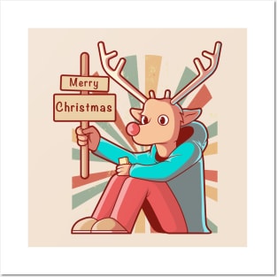 Funny Christmas Holiday Reindeer | Merry Christmas Posters and Art